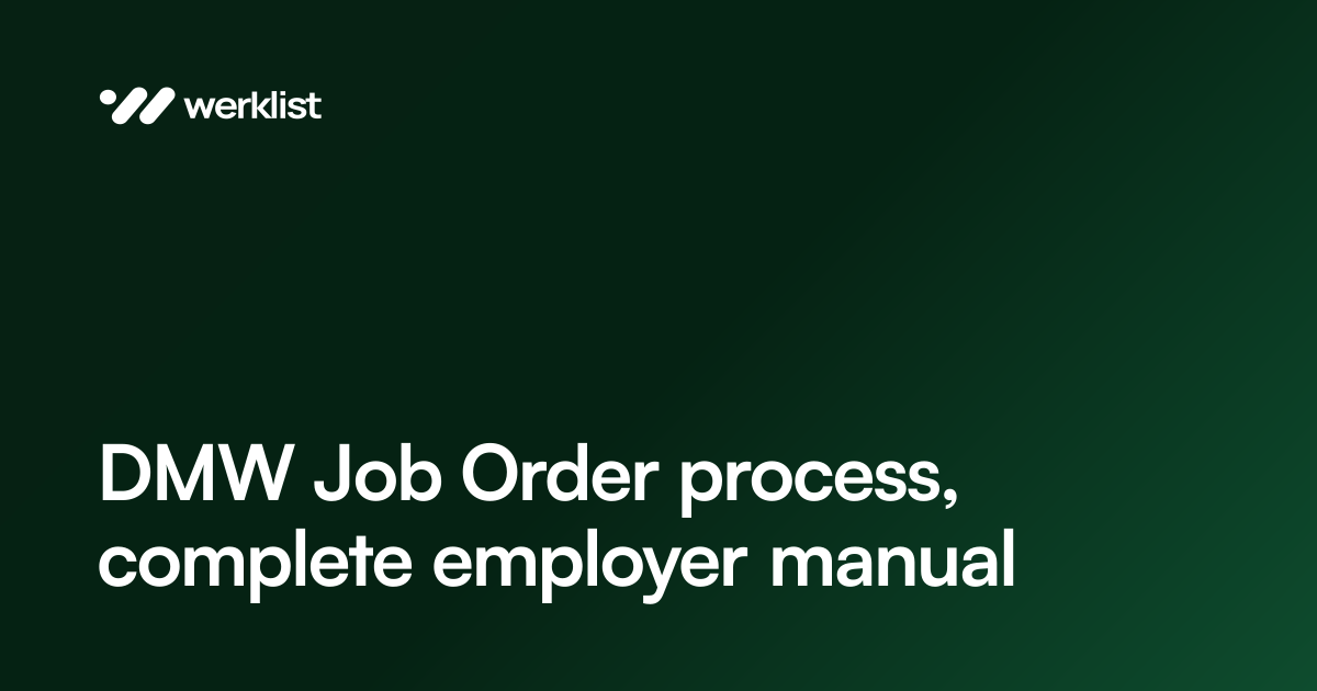 DMW Job Order process, complete employer manual | Werklist
