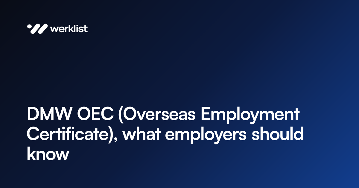 DMW OEC (Overseas Employment Certificate), what employers should know ...