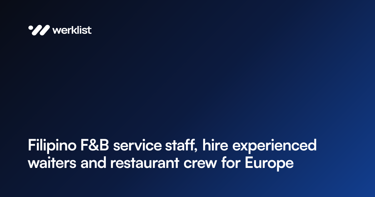 Filipino F&B service staff, hire experienced waiters and restaurant ...