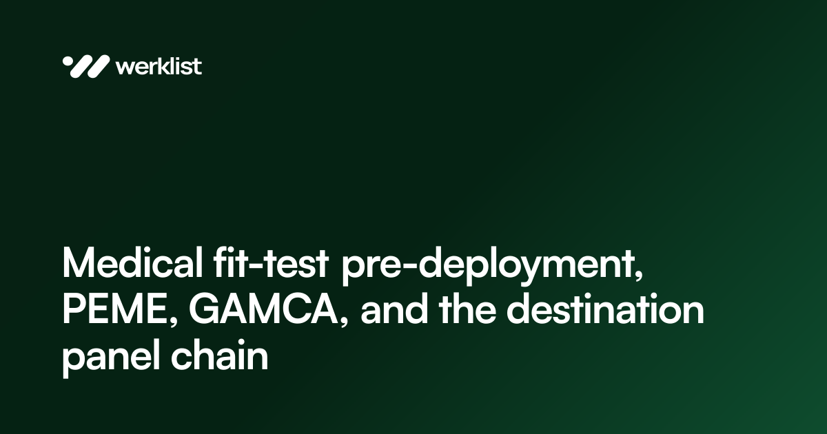 Medical fit-test pre-deployment, PEME, GAMCA, and the destination panel ...