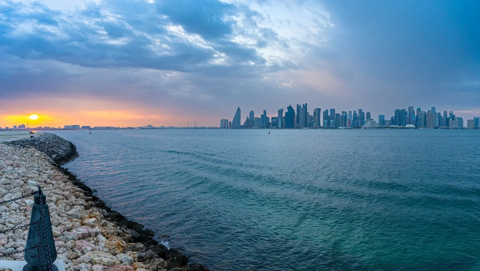 Doha from the waterfront at sunset