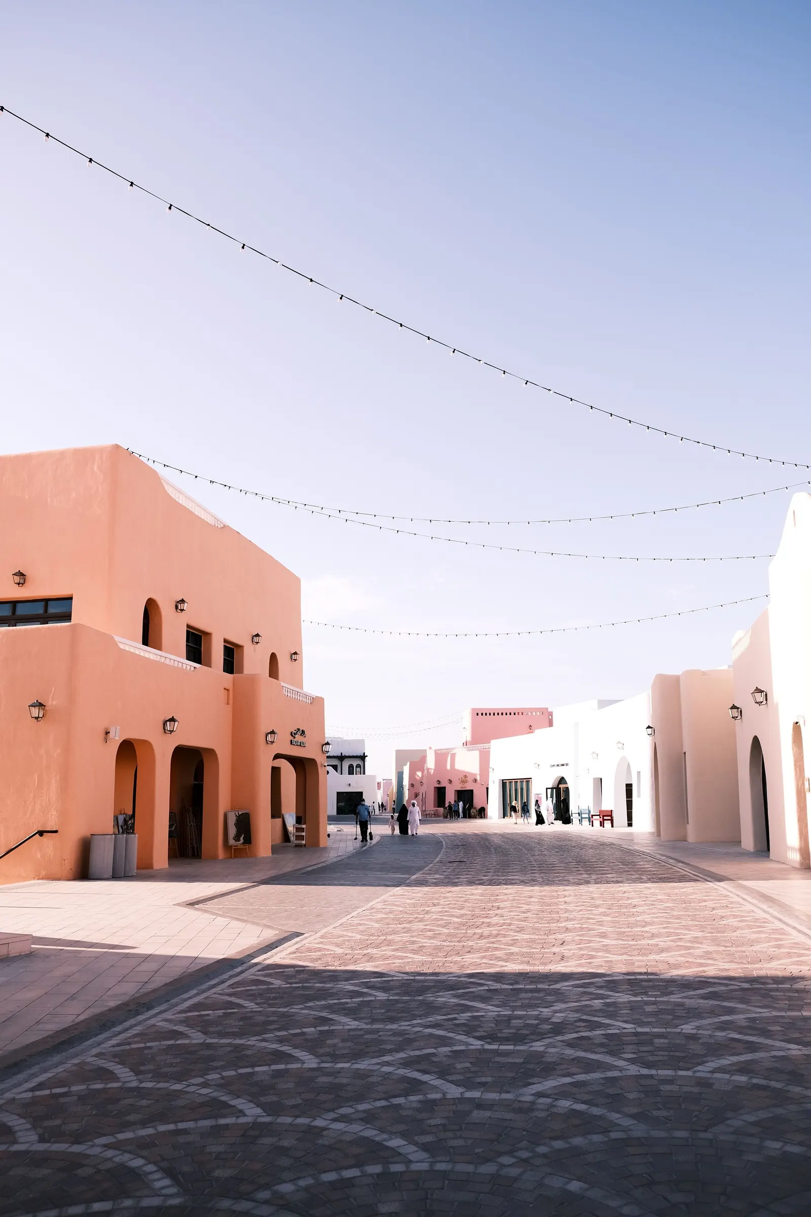 A pastel street in Qatar